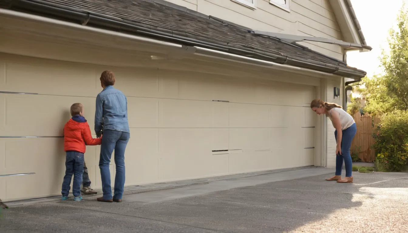 A provider checking garage door track alignment for a family home in the Avon Lake area